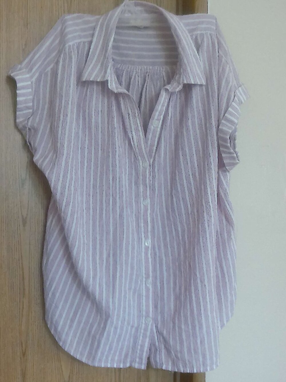 a.n.a. Pink-and-White Oversized Blouse, Size PL